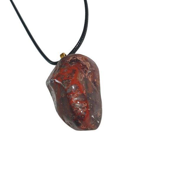 Red Jasper Pendant Necklace Healing Stone Adjustable Black Cord Lobster Clasp - Picture 2 of 5